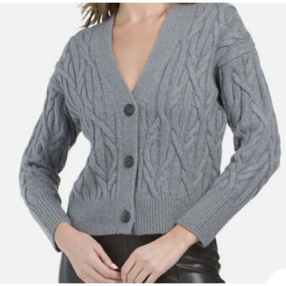 Vince Interlocking Cable Merino Wool & Cashmere Cardigan NWOT Size Large - Picture 1 of 7